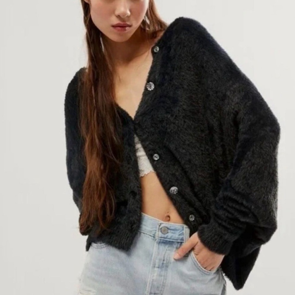 Free People Black Cardigan Sweater
